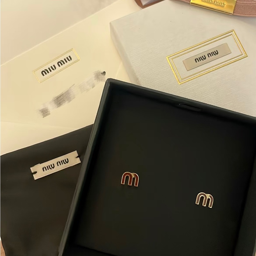 Miu Miu Gold and Silver Earrings Minimalist Design